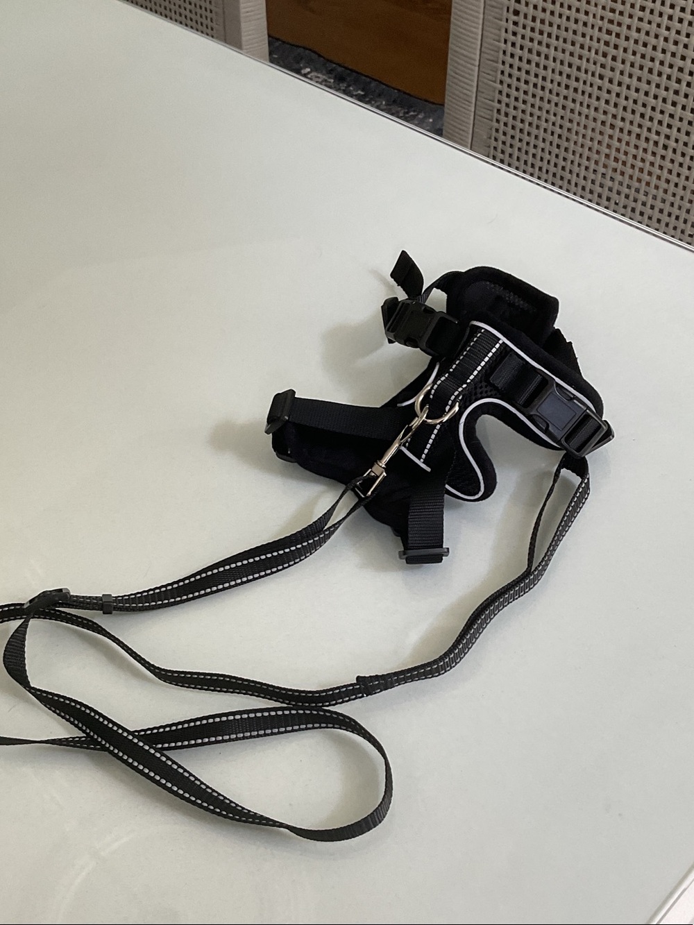 Black Reflective Dog Harness with Leash set new size small